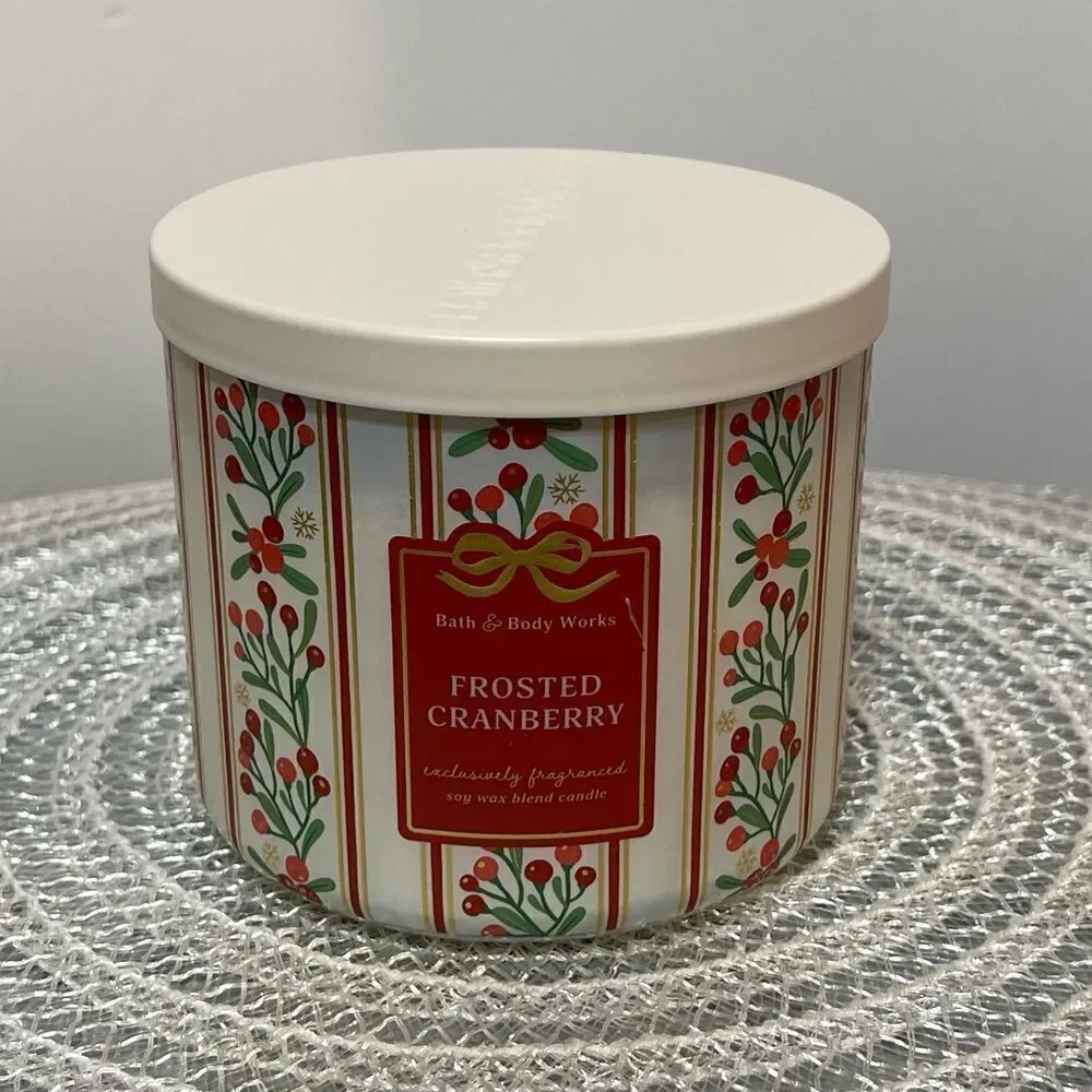 BBW Frosted Cranberry 3 Wick Scented Candle NWT